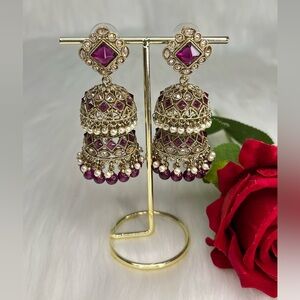 Beautiful Purple Gold Double Layer Jhumkas
